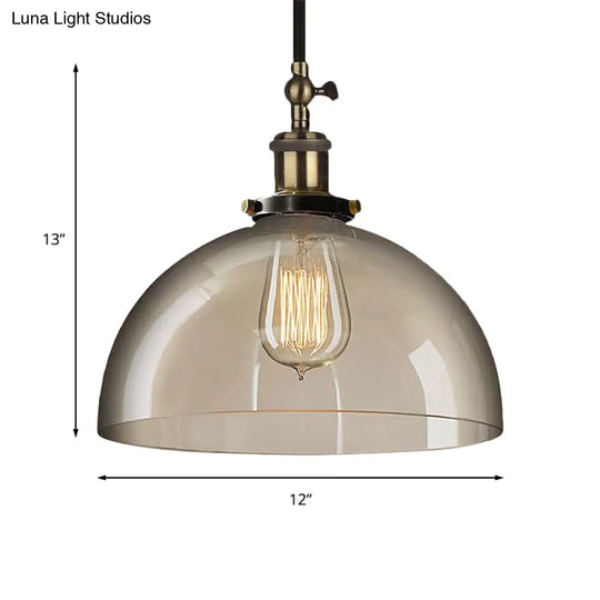 Brass Dome Pendant Ceiling Light With Clear Glass And 1 - Perfect For Dining Room