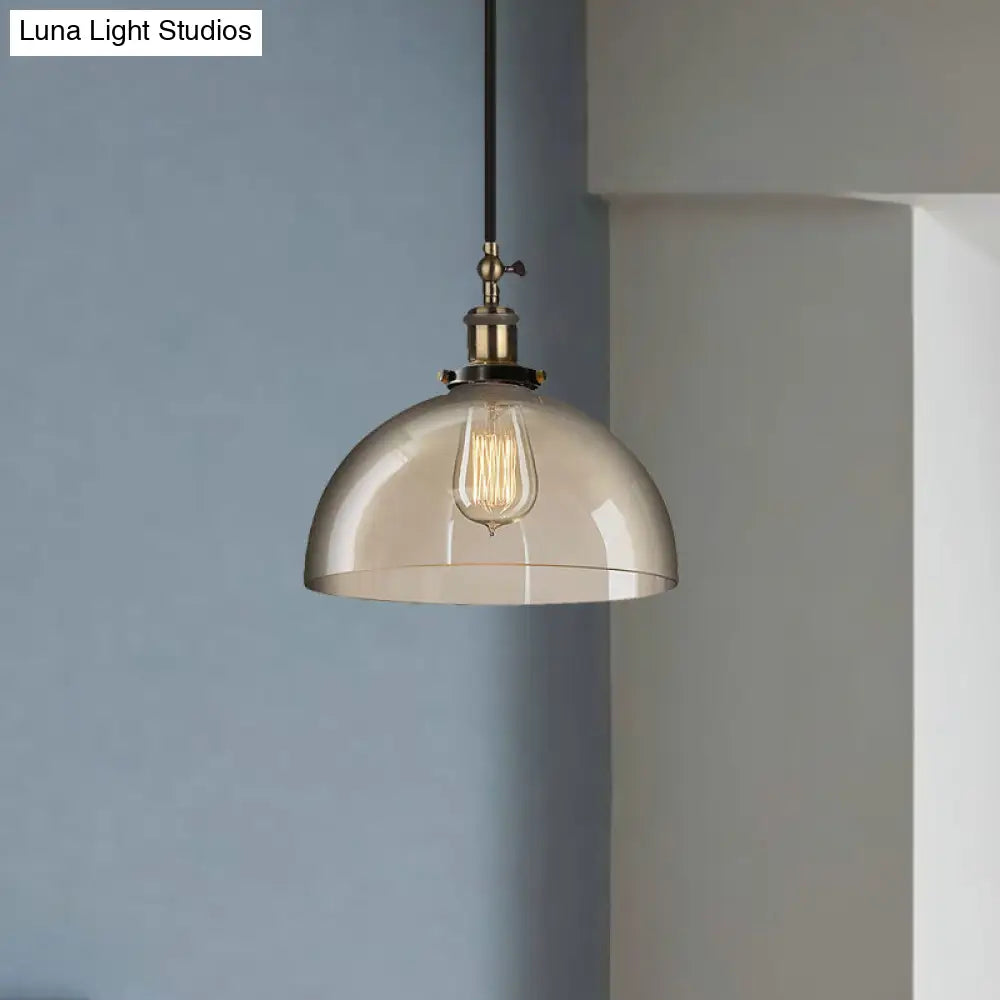 Brass Dome Pendant Ceiling Light With Clear Glass And 1 - Perfect For Dining Room