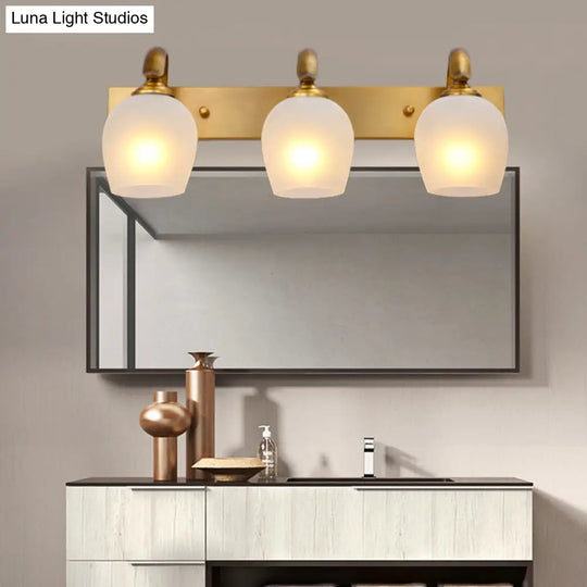 Brass Dome Vanity Wall Sconce - Modern 2/3-Light Metal Lamp Fixture For Bathroom