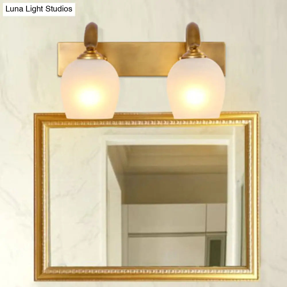 Brass Dome Vanity Wall Sconce - Modern 2/3-Light Metal Lamp Fixture For Bathroom