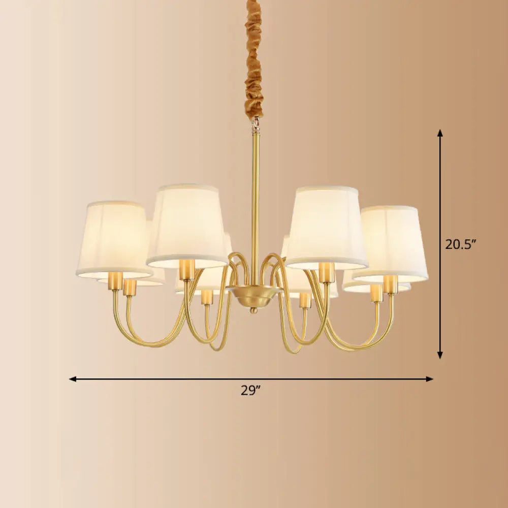 Brass Fabric Bucket Shade Suspension Light - Simplicity Chandelier For Living Room 8 /