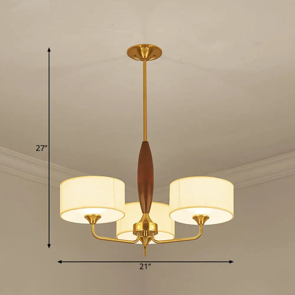 Brass Fabric Drum Chandelier: Minimalist Pendant Light For Living Room 3 /