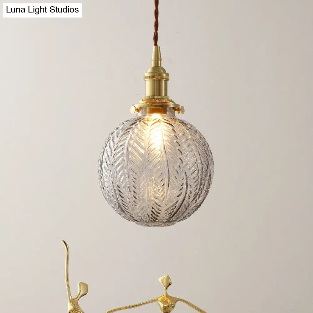 Brass Finish Clear Glass Pendant Light Kit - Modern Spherical Design Ideal For Warehouse Décor