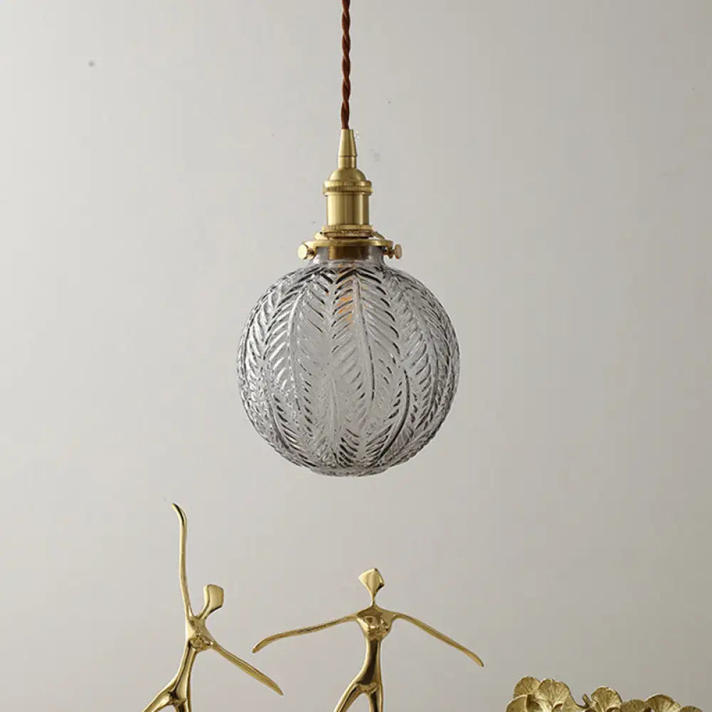 Brass Finish Clear Glass Pendant Light Kit - Modern Spherical Design Ideal For Warehouse Décor