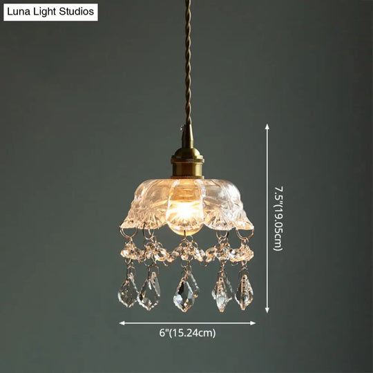 Mini Crystal Pendant Light With Brass Finish - Perfect For Coffee Shop Ambiance