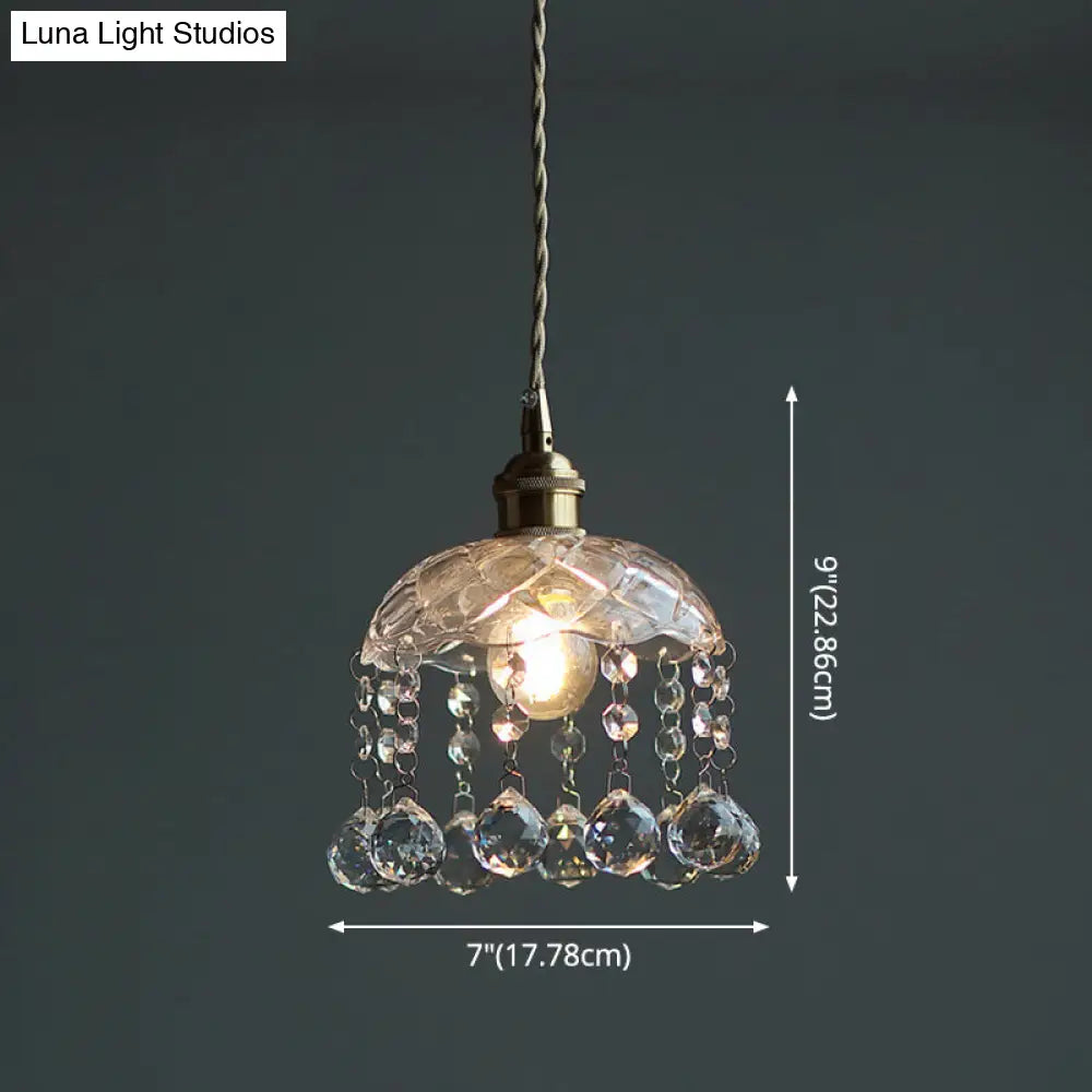 Mini Crystal Pendant Light With Brass Finish - Perfect For Coffee Shop Ambiance