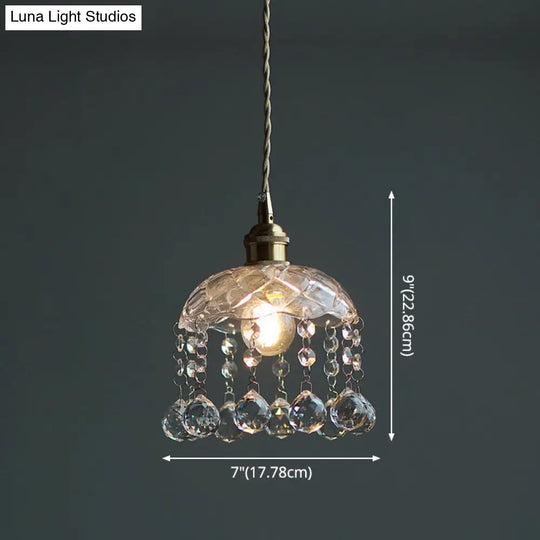 Mini Crystal Pendant Light With Brass Finish - Perfect For Coffee Shop Ambiance