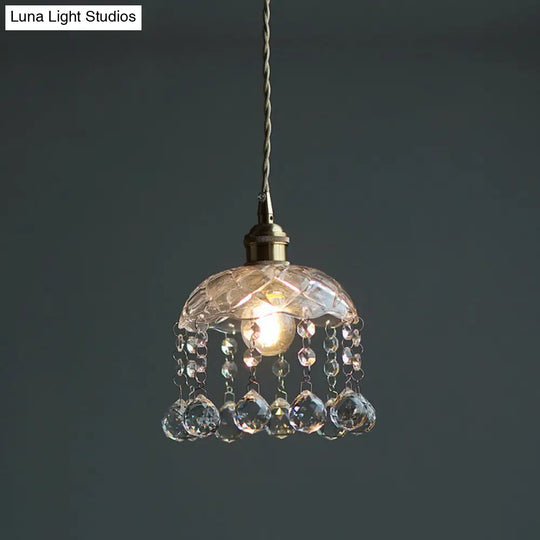 Mini Crystal Pendant Light With Brass Finish - Perfect For Coffee Shop Ambiance / Wide Flare