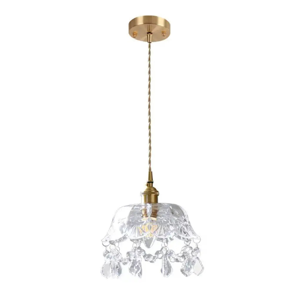 Brass Finish Crystal Mini Pendant Light With Glass Lamp Socket For Coffee Shop / Barn