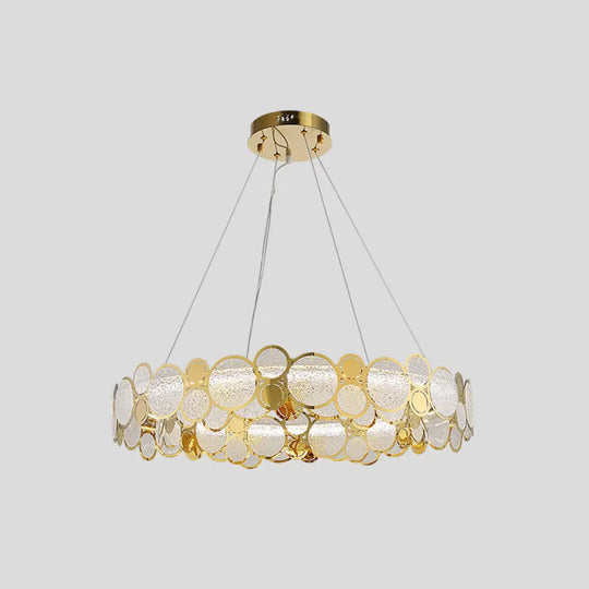 Brass Finish Crystal Pendant Ceiling Light With Glass Shade For Spacious Bedrooms / 21’ White