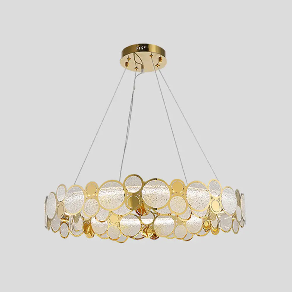 Brass Finish Crystal Pendant Ceiling Light With Glass Shade For Spacious Bedrooms / 35.5’ White