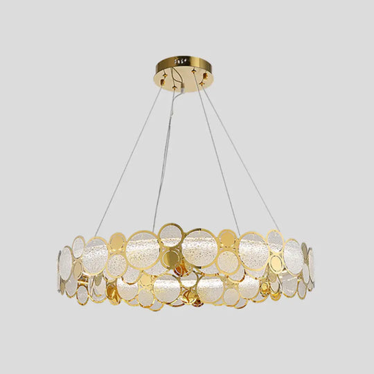 Brass Finish Crystal Pendant Ceiling Light With Glass Shade For Spacious Bedrooms / 35.5’ White