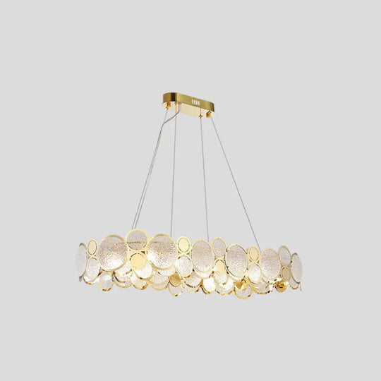 Brass Finish Crystal Pendant Ceiling Light With Glass Shade For Spacious Bedrooms / 36.5’ White