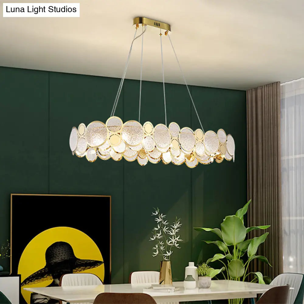 Brass Finish Crystal Pendant Ceiling Light With Glass Shade For Spacious Bedrooms