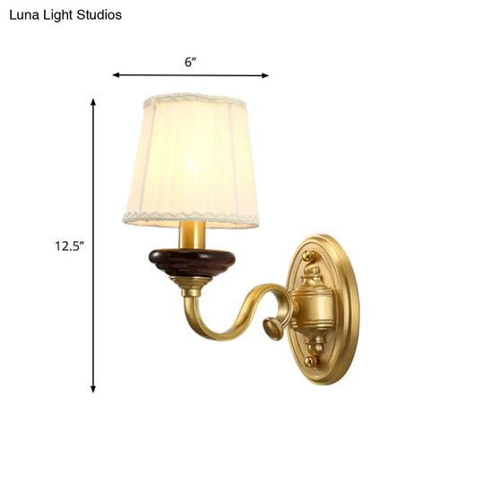 Brass Finish Fabric Wall Mounted Lamp | Traditional Light Sconce For Dining Room 1/2-Bulb