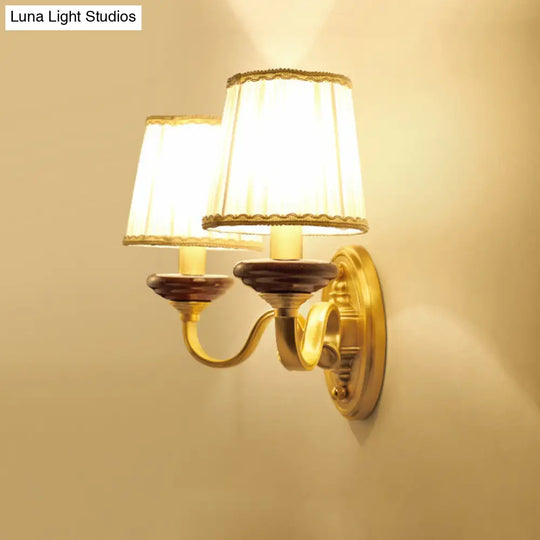 Brass Finish Fabric Wall Mounted Lamp | Traditional Light Sconce For Dining Room 1/2-Bulb