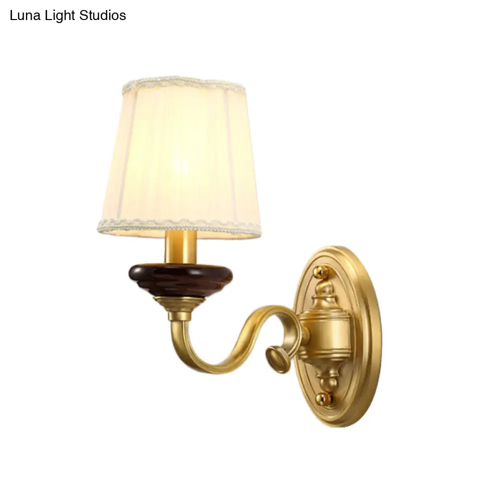 Brass Finish Fabric Wall Mounted Lamp | Traditional Light Sconce For Dining Room 1/2-Bulb