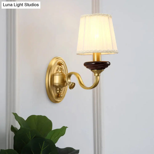 Brass Finish Fabric Wall Mounted Lamp | Traditional Light Sconce For Dining Room 1/2-Bulb