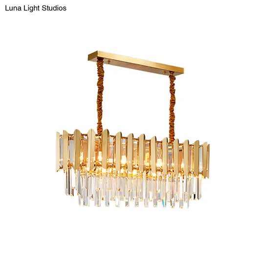 Brass Finish Multi Light Pendant Chandelier With Faceted Crystals In Vintage Style