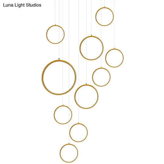 Large Ceiling Hanging Light: Modern Minimalist Nordic Metal Ring In Brass Finish For Staircases 10 /