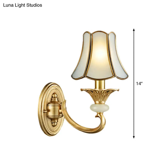 Brass Flared Sconce Light Fixture - Traditional Wall Mount Lamp For Living Room