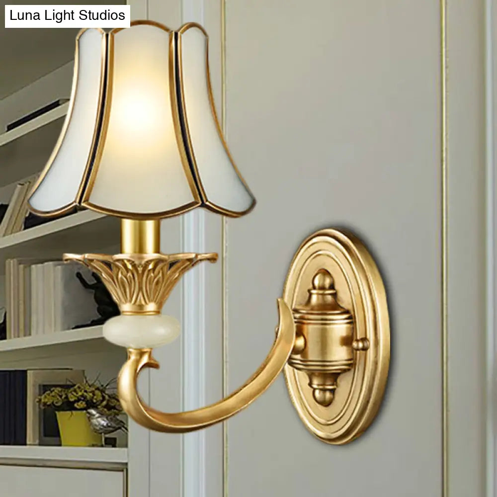 Brass Flared Sconce Light Fixture - Traditional Wall Mount Lamp For Living Room