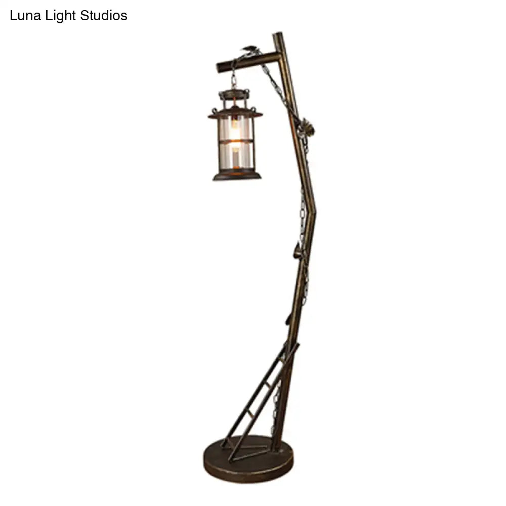 Brass Floor Lamp With Clear Glass Shade Ideal For Living Room 1 Head Standing Lighting Warehouse