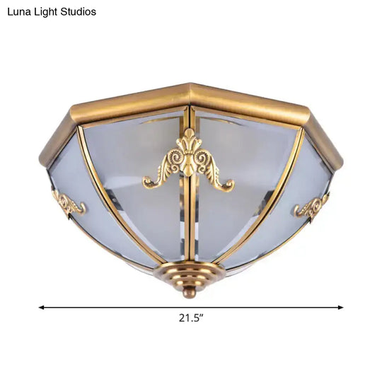 Brass Flush Mount Ceiling Light With Opal Glass Bowl - Small/Medium/Large 2/3/6 Lights Classic