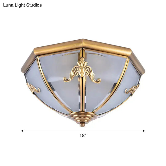 Brass Flush Mount Ceiling Light With Opal Glass Bowl - Small/Medium/Large 2/3/6 Lights Classic