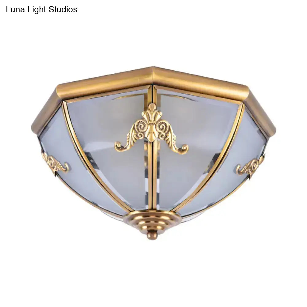 Brass Flush Mount Ceiling Light With Opal Glass Bowl - Small/Medium/Large 2/3/6 Lights Classic