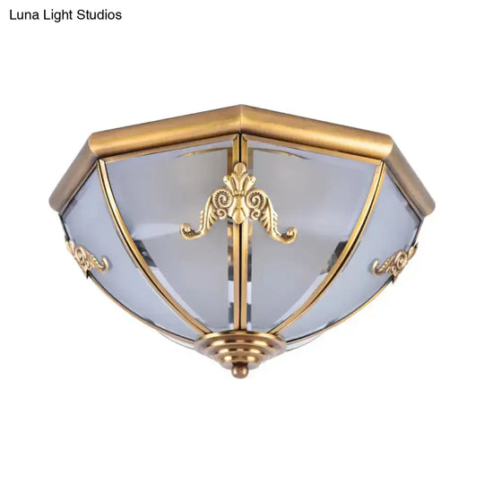 Brass Flush Mount Ceiling Light With Opal Glass Bowl - Small/Medium/Large 2/3/6 Lights Classic