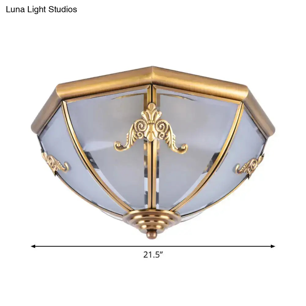 Brass Flush Mount Ceiling Light With Opal Glass Bowl - Small/Medium/Large 2/3/6 Lights Classic