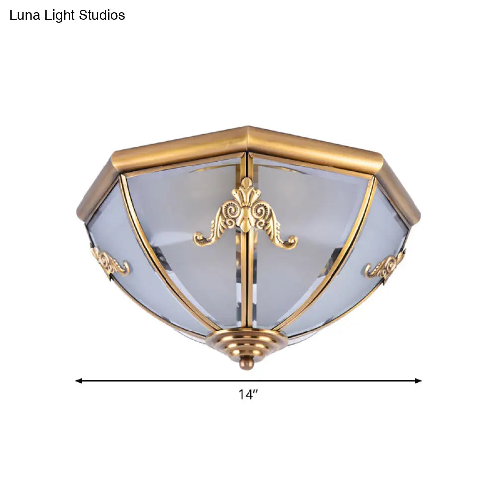 Brass Flush Mount Ceiling Light With Opal Glass Bowl - Small/Medium/Large 2/3/6 Lights Classic
