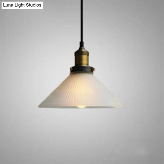 Brass Geometric Glass Drop Pendant - Industrial 1-Light Suspension Fixture For Dining Room Lighting