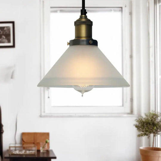 Brass Geometric Glass Drop Pendant - Industrial 1-Light Suspension Fixture For Dining Room Lighting