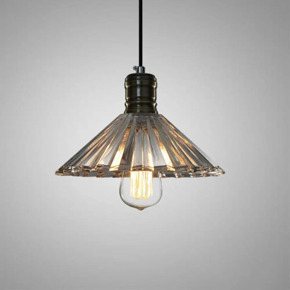 Brass Geometric Glass Drop Pendant - Industrial 1-Light Suspension Fixture For Dining Room Lighting