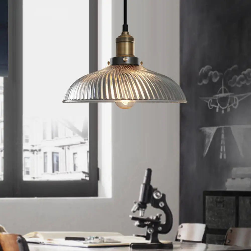Brass Geometric Glass Drop Pendant - Industrial 1-Light Suspension Fixture For Dining Room Lighting