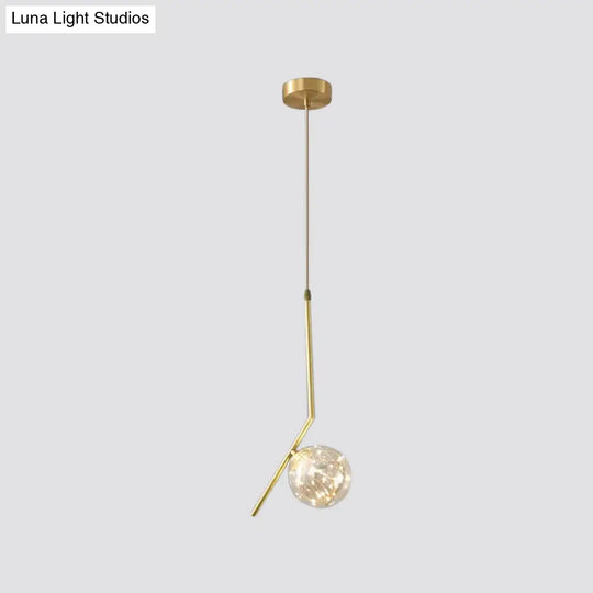 Brass Glass Led Pendant: Modern Sphere Ceiling Lamp For Dining Room