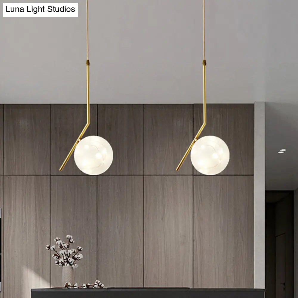 Sleek Brass Sphere Led Pendant Lamp For Modern Dining Rooms Cream / 5 B