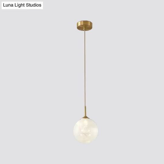 Brass Glass Led Pendant: Modern Sphere Ceiling Lamp For Dining Room