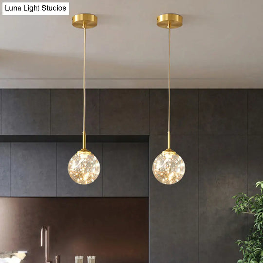 Sleek Brass Sphere Led Pendant Lamp For Modern Dining Rooms Cognac / 5 A