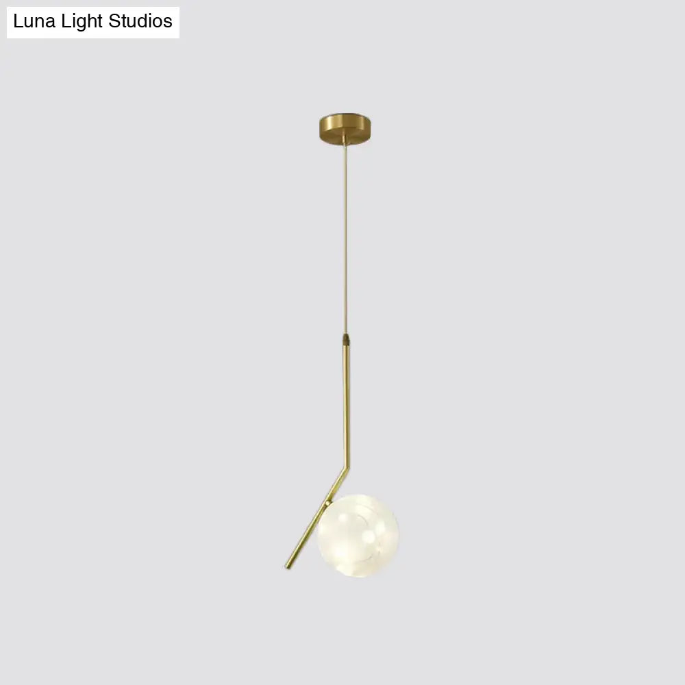 Brass Glass Led Pendant: Modern Sphere Ceiling Lamp For Dining Room