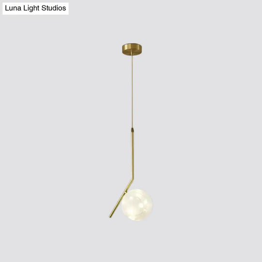 Brass Glass Led Pendant: Modern Sphere Ceiling Lamp For Dining Room