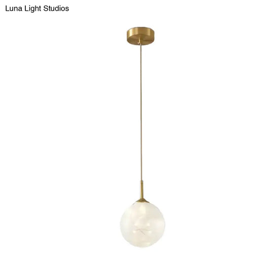 Sleek Brass Sphere Led Pendant Lamp For Modern Dining Rooms Cream / 5 A