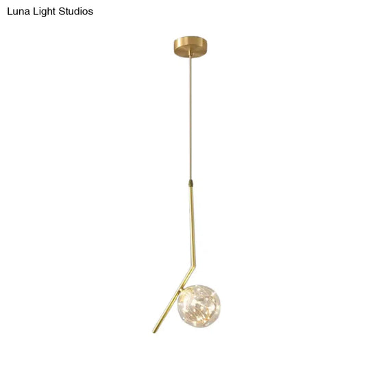 Sleek Brass Sphere Led Pendant Lamp For Modern Dining Rooms Cognac / 5 B