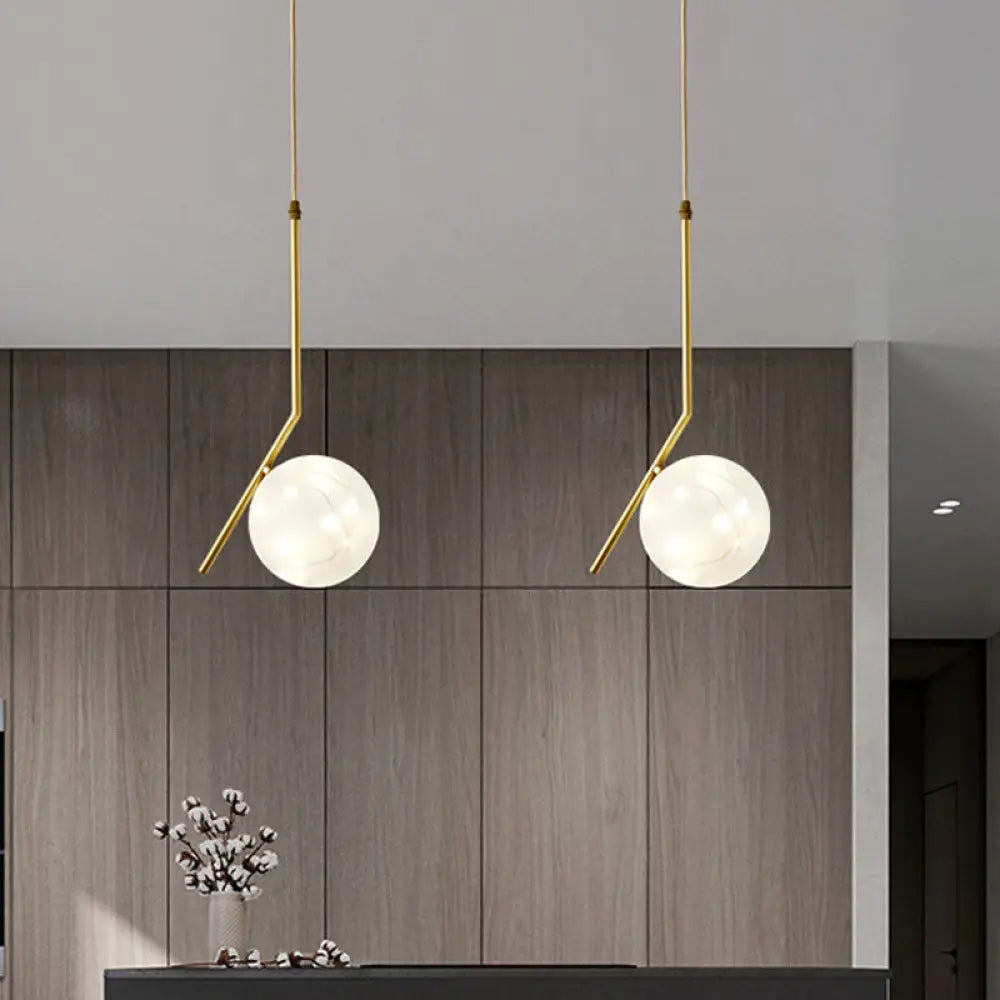 Brass Glass Led Pendant: Modern Sphere Ceiling Lamp For Dining Room Cream / 5’ B