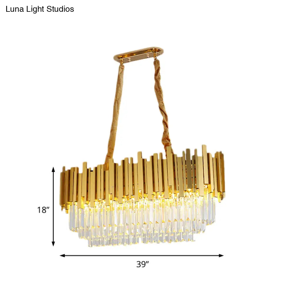 Brass Island Pendant - Traditional Crystal Dining Room Ceiling Light 31.5/39 Wide