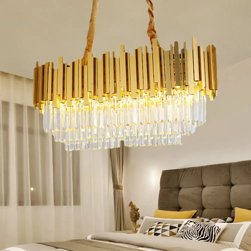 Brass Island Pendant - Traditional Crystal Dining Room Ceiling Light 31.5/39 Wide / 31.5