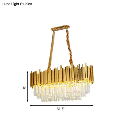 Brass Island Pendant - Traditional Crystal Dining Room Ceiling Light 31.5/39 Wide