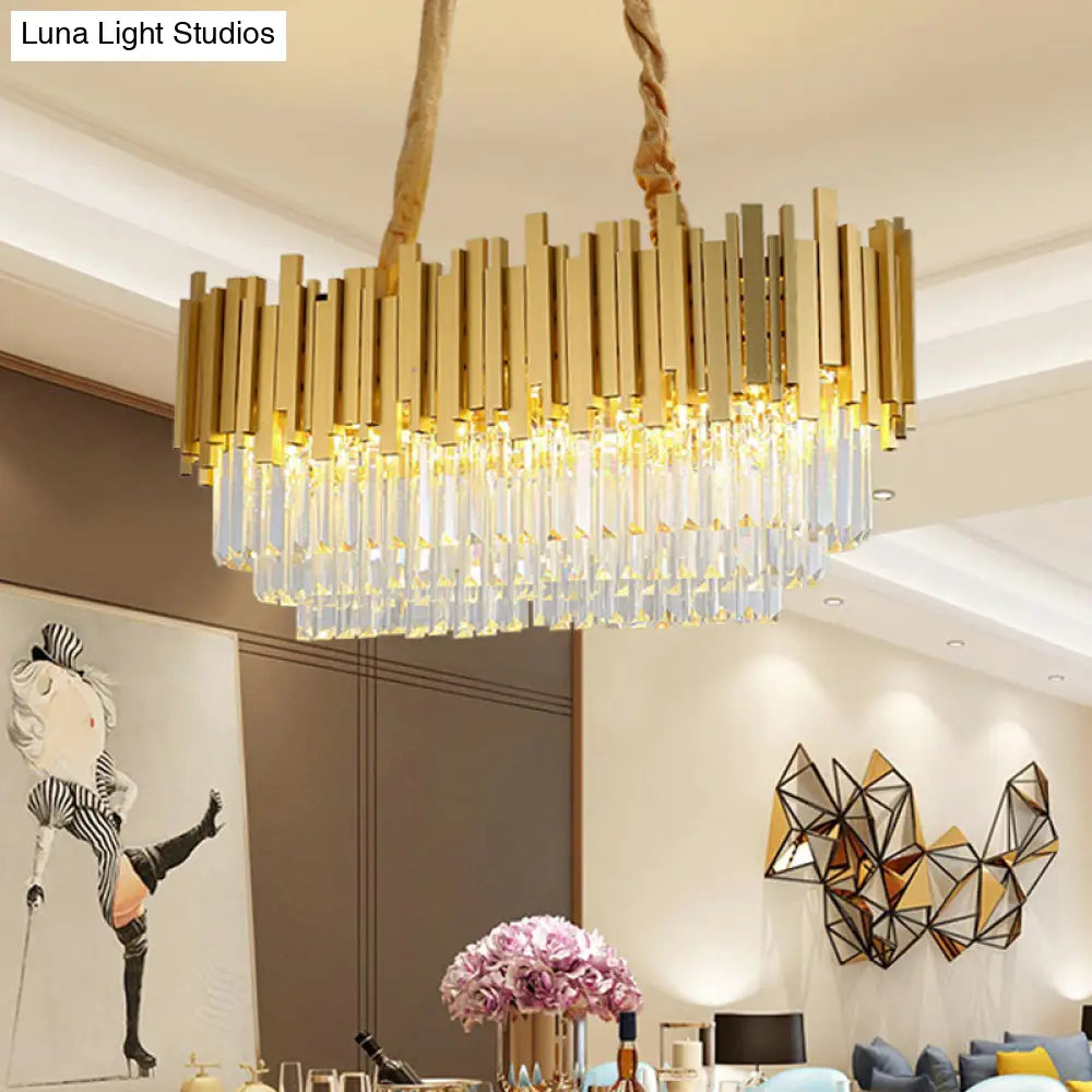 Brass Island Pendant - Traditional Crystal Dining Room Ceiling Light 31.5/39 Wide